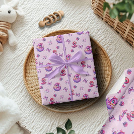 Kläckning snart Baby Rosa Dinosaur Baby Shower Presentpapper