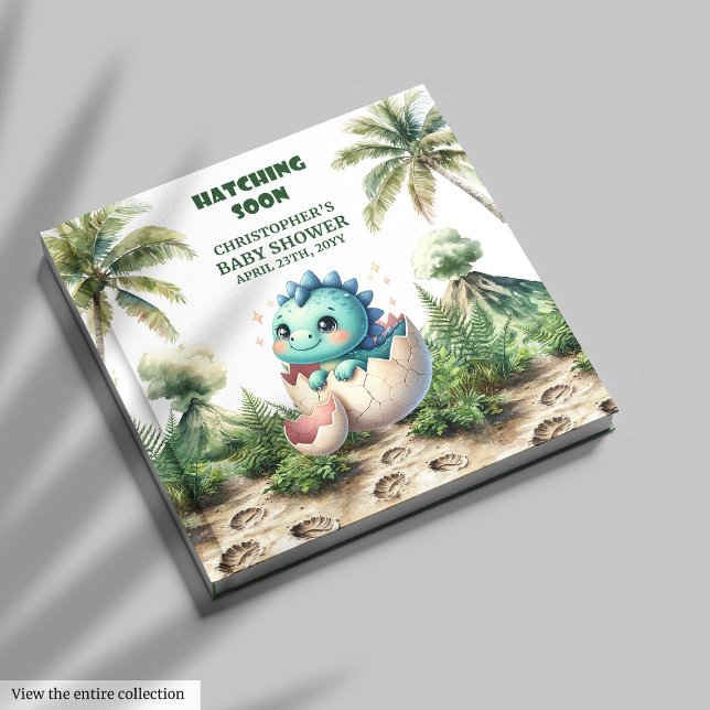 Kläckning snart Cute Dinosaur Guest Bok (Hatching Soon Cute Dinosaur Guest Book)
