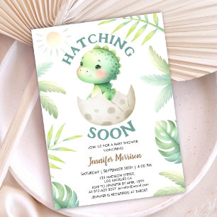 Kläckning snart Dinosaur Baby Shower Cute Baby Din Inbjudningar
