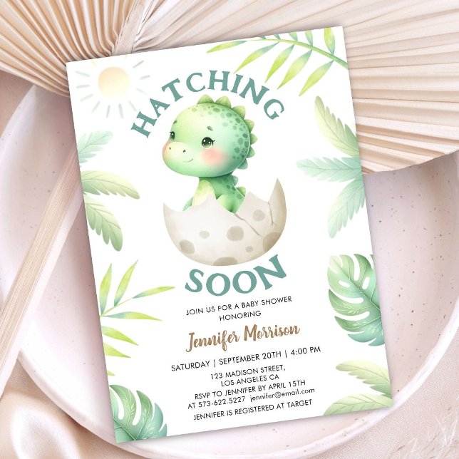 Kläckning snart Dinosaur Baby Shower Cute Baby Din Inbjudningar (Skapare uppladdad)