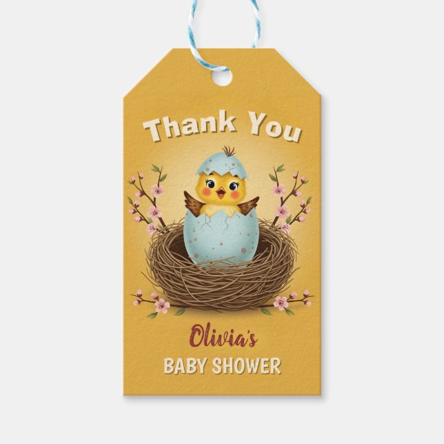 Kläcks snart söt kyckling tack presentetikett (Framsidan)