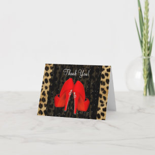 Klackskor Röda Leopard Tacksamhetskort Tack Kort