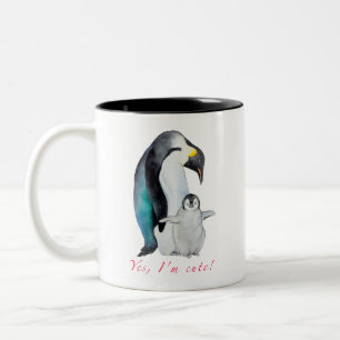Kläckvattenfärgsmassor penguiner Två-Tonad mugg