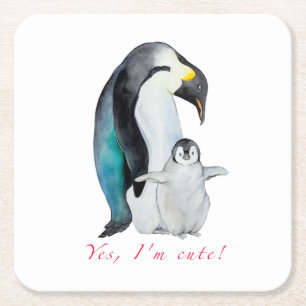 Kläckvattenfärgsmassor penguiner underlägg papper kvadrat