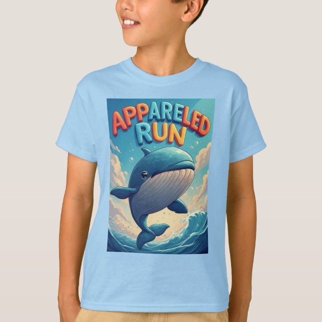 Klädd löpning: Lekfull valtecknad T Shirt (Framsida)