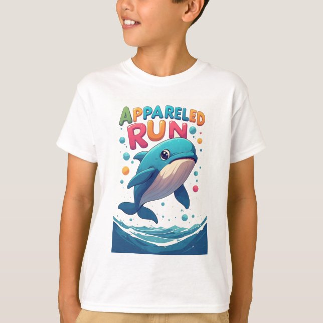 Klädd löpning: Lekfull valtecknad T Shirt (Framsida)