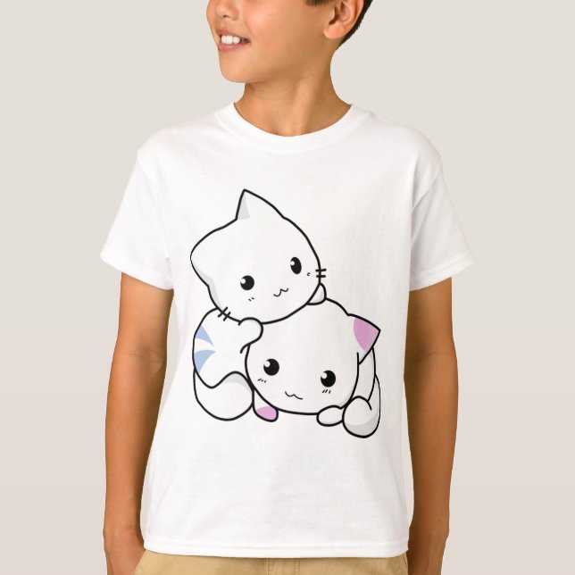Klädda vita kattungar av animerad t-shirt (Framsida)