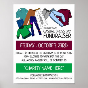 Kläddesign, Avslappnad Dress Day Fundraiser Advert Poster