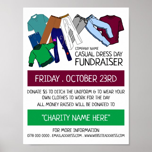 Kläddesign, Avslappnad Dress Day Fundraiser Advert Poster (Framsidan)