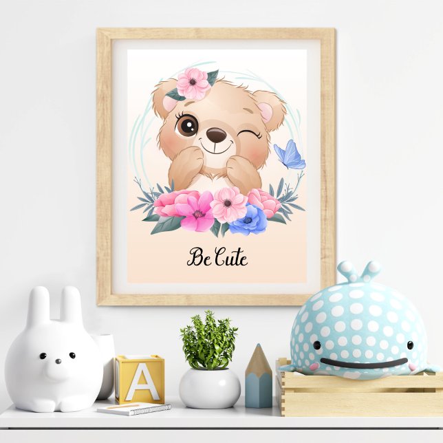 Kläddjurssköljning Fototryck (Be Cute Animal Nursery Wall Art)