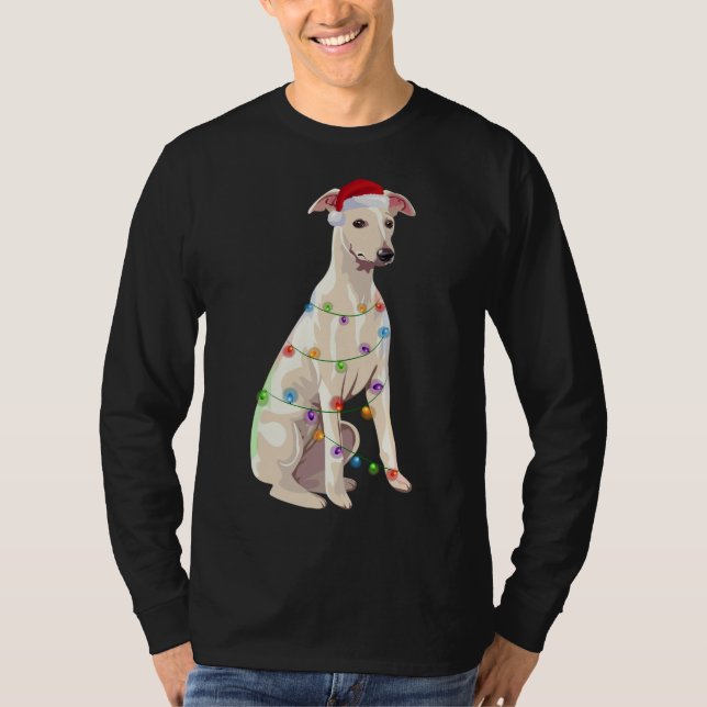 Kläddra Juldagen Ljus Julafton Hund älskare Santa  T Shirt (Framsida)