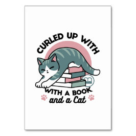 Kläddra med Bok och en katt - Mysigt katt Bordsnummer