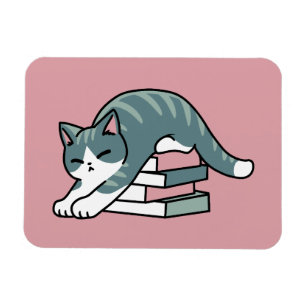 Kläddra med Bok och en katt - Mysigt katt Magnet