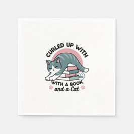 Kläddra med Bok och en katt - Mysigt katt Pappersservett