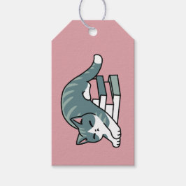 Kläddra med Bok och en katt - Mysigt katt Presentetikett