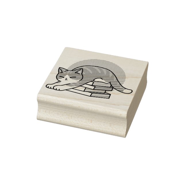 Kläddra med Bok och en katt - Mysigt katt Stämpel (Stämpel)