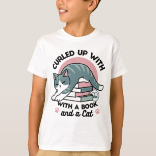 Kläddra med Bok och en katt - Mysigt katt T Shirt