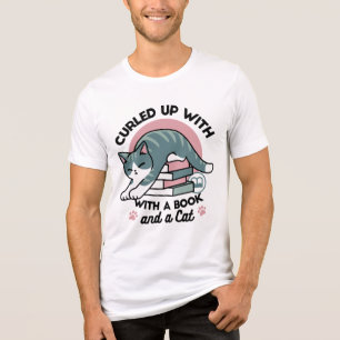 Kläddra med Bok och en katt - Mysigt katt T Shirt