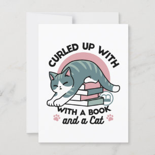 Kläddra med Bok och en katt - Mysigt katt Vykort
