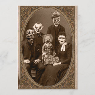 Kläddrad familj Halloween fest Inbjudningar