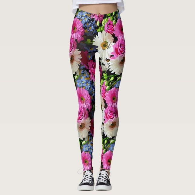 Kläder av färgade blommor leggings (Framsida)