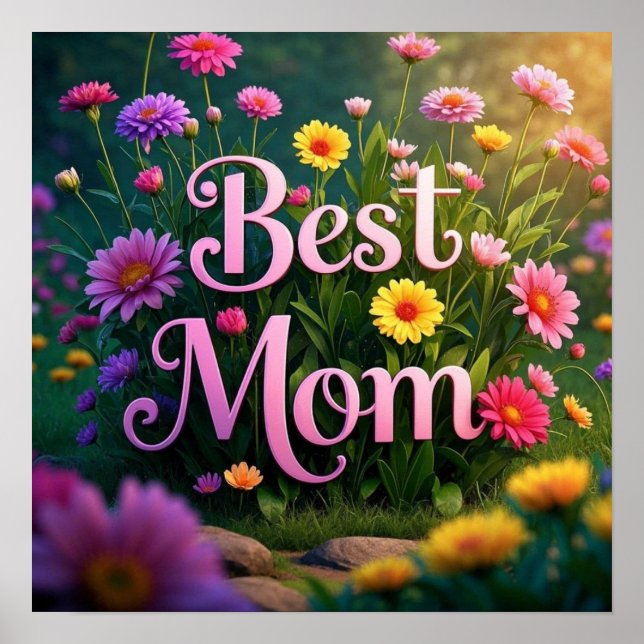 Kläder av färgat trädgårdsgolv för Mors dag Poster (Framsidan)