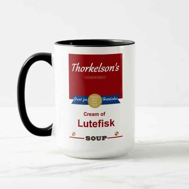 Kläder av Soppa-kaffe i Lutefisk Mugg. Mugg (Vänster)
