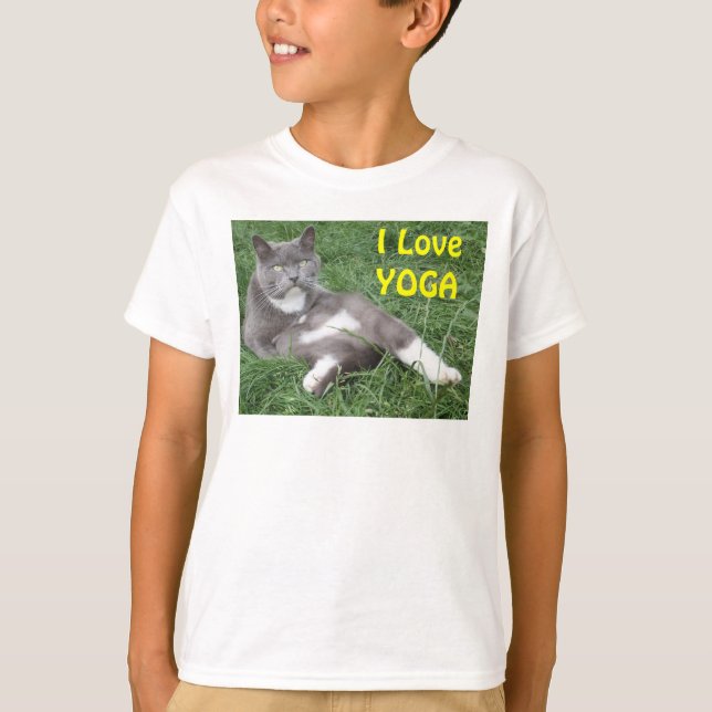 Kläder - barn Kat I Kärlek Yoga T-shirt (Framsida)