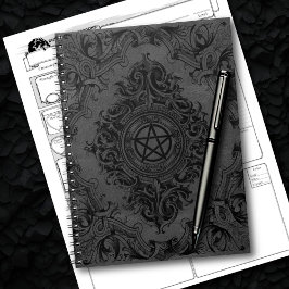 Kläder, blommande | Mörk Grått Fantasy Pentacle Anteckningsbok