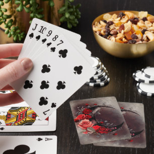 Kläder Crescent Måne med Gothic Röd ros Casinokort