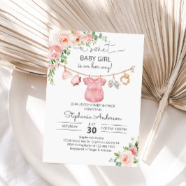 Kläder för babyflicka baby shower inbjudan