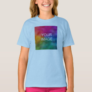 Kläder för barnflickor Lägg till ljusblå bildmall T Shirt