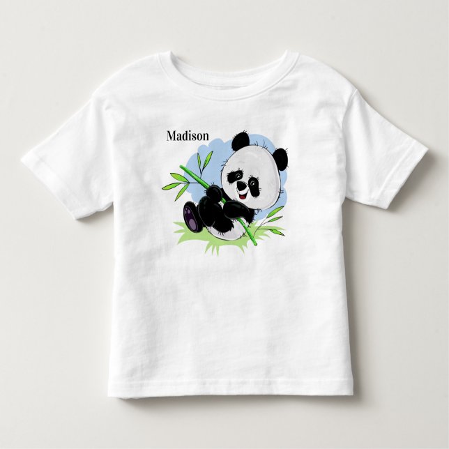 Kläder för kundnamn för Cute Panda T Shirt (Framsida)