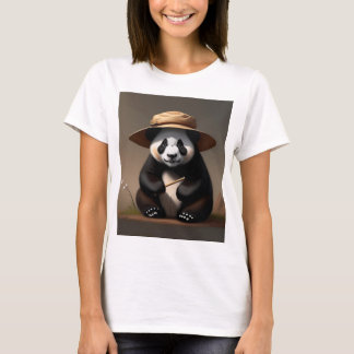 Kläder för kvinnor, panda och trait linen Hut T Shirt