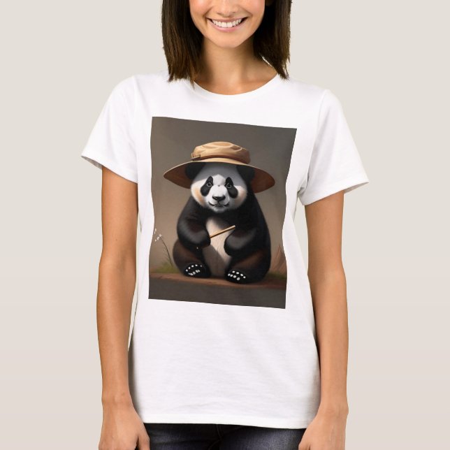 Kläder för kvinnor, panda och trait linen Hut T Shirt (Framsida)