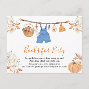 Kläder för pojkar Pumpa Höst Baby Shower Bok för B Vykort