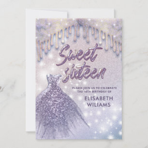 Kläder från chic, lilak lila glittery invit inbjudningar