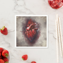 Kläder | Hjärta med rött och Guld Bleeding Drift Pappersservett