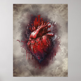 Kläder | Hjärta med rött och Guld Bleeding Drift Poster