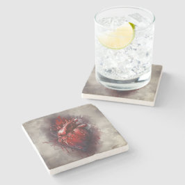 Kläder | Hjärta med rött och Guld Bleeding Drift Stenunderlägg