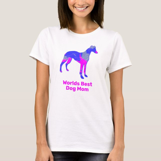 Kläder/italiensk greyhound Hund Silhouette Rosa Bl T Shirt (Framsida)