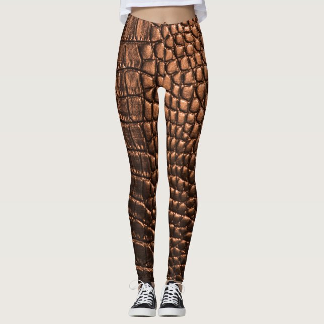 Kläder: krokodilläder struktur. leggings (Framsida)