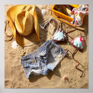 Kläder Lämnat bakom stranden Poster