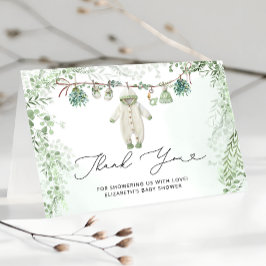 Kläder Line Eucalyptus Baby Shower Tack för ditt k Kort