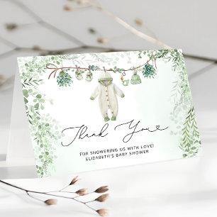 Kläder Line Eucalyptus Baby Shower Tack för ditt k Kort