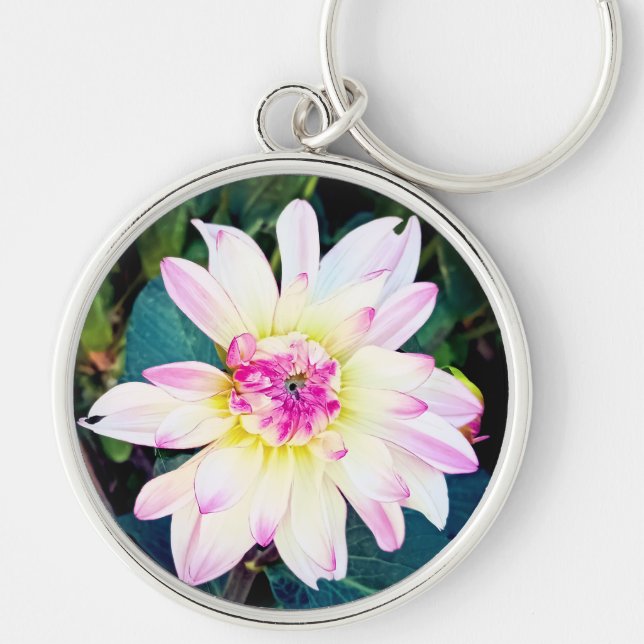 Kläder och rosa rund silverfärgad nyckelring (Framsidan)