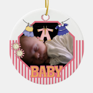 Kläder på ett Flicka-foto-ornament Julgransprydnad Keramik