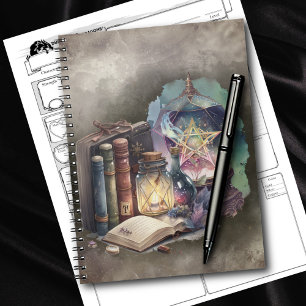 Kläder Pastel Spellbook Tomes och Crystal Boll Anteckningsbok
