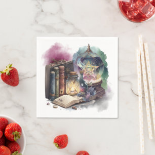 Kläder Pastel Spellbook Tomes och Crystal Boll Pappersservett