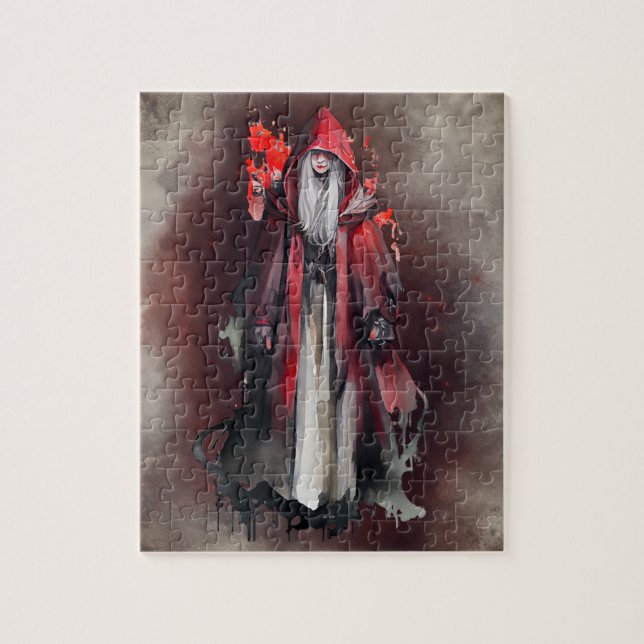 Kläder | Red Witch med Mörk Evil Gothic Shadows Pussel (Vertikal)